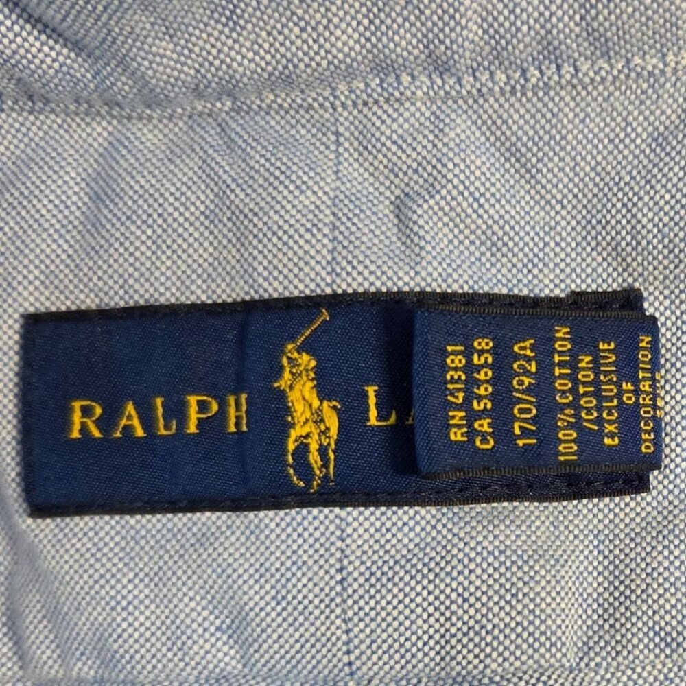 Ralph Lauren Mens Lt Blue St-Sleeve Button-Up Shirt American Flag Embroidery Sm - Picture 6 of 7